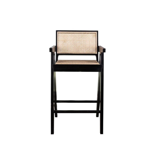 Black Acacia and Rattan Bar Stool – FL1325BLK
