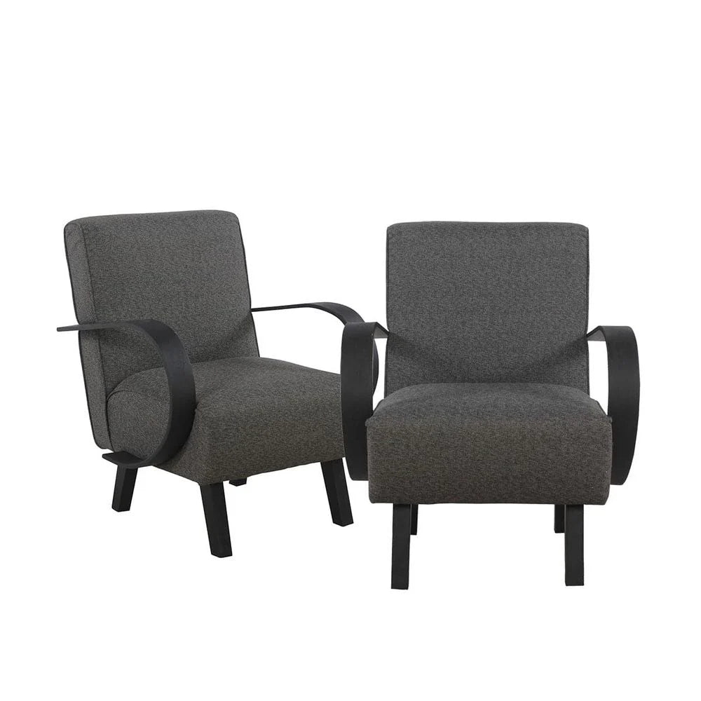 Teak and Fabric Lounge Chair in Grey and Black – FL1327GREY