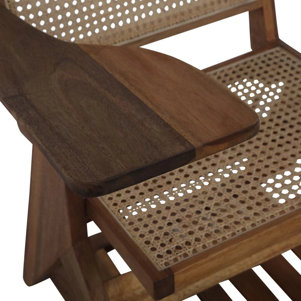 Natural Acacia and Rattan Desk Chair