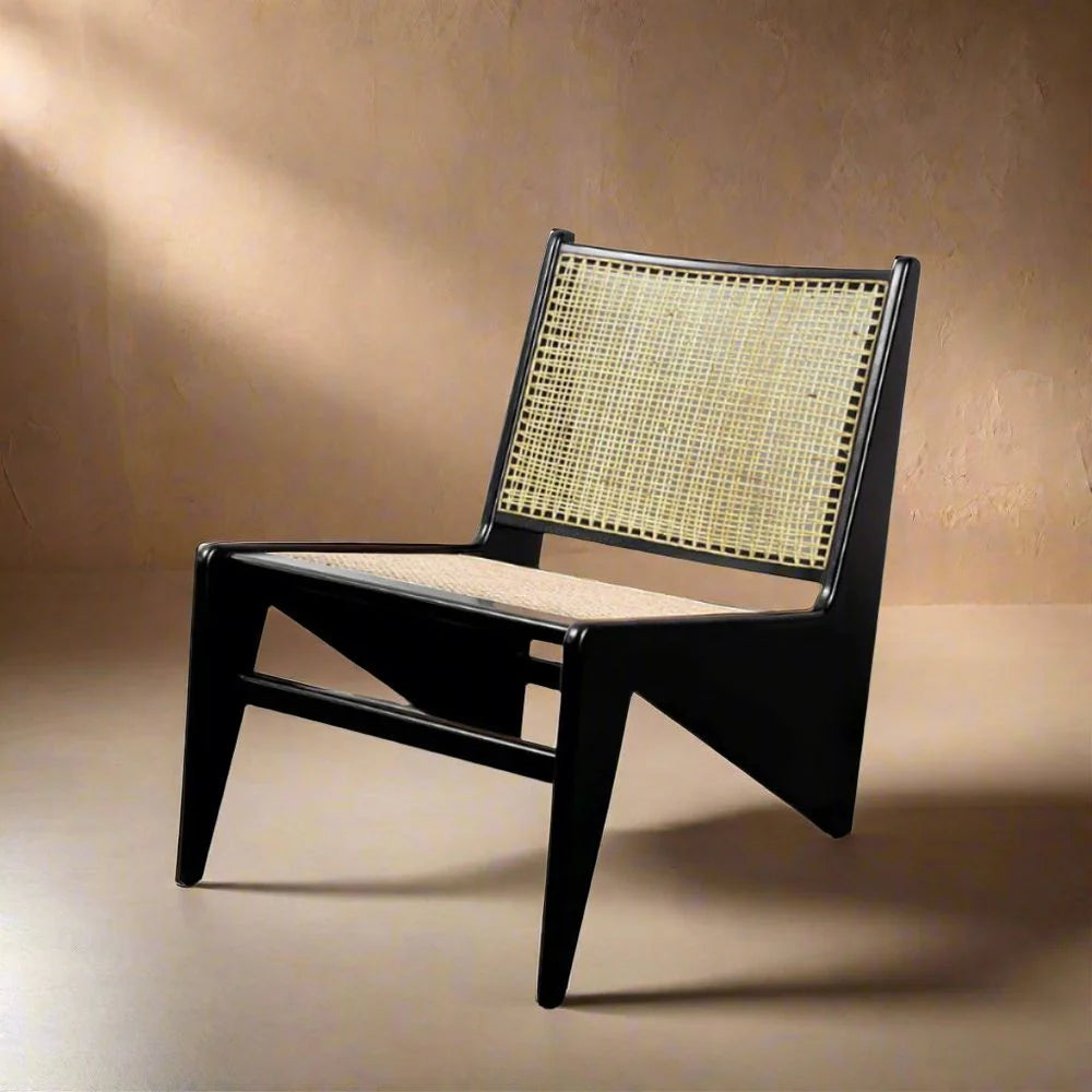 Black Acacia and Rattan Chair