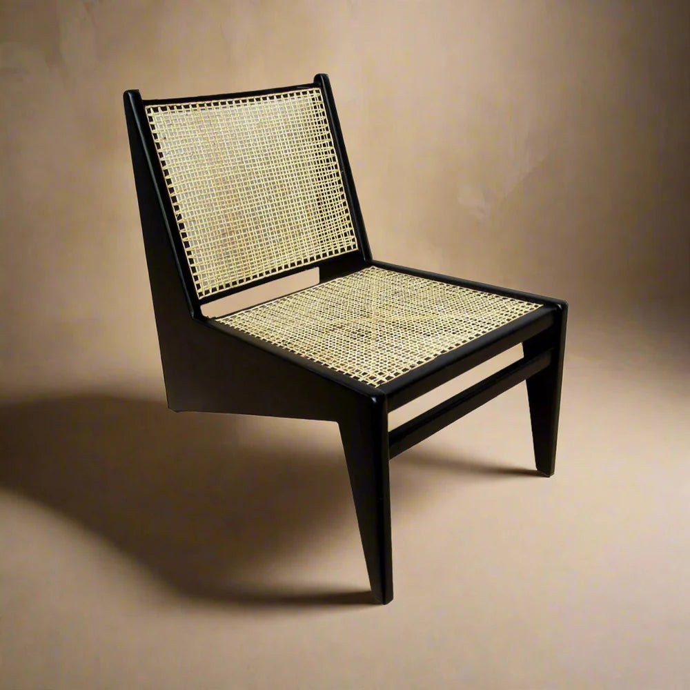 Black Acacia and Rattan Chair