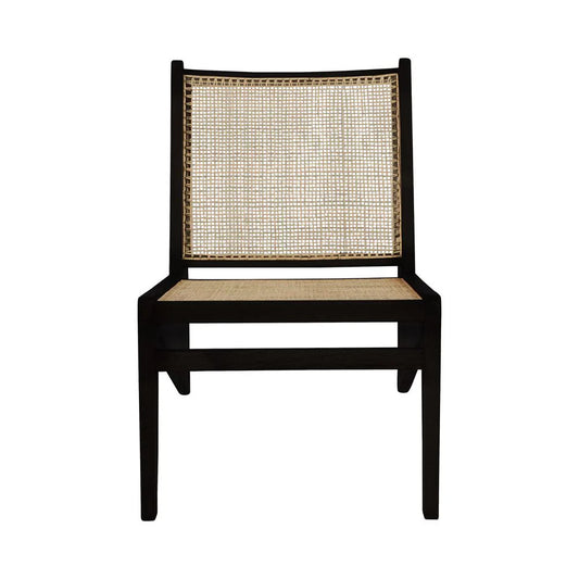 Black Acacia and Rattan Chair
