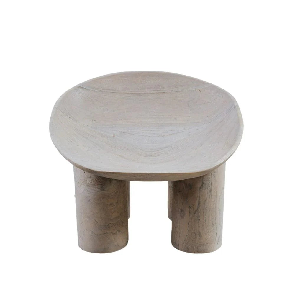 Bleached White Solid Teak Ottoman