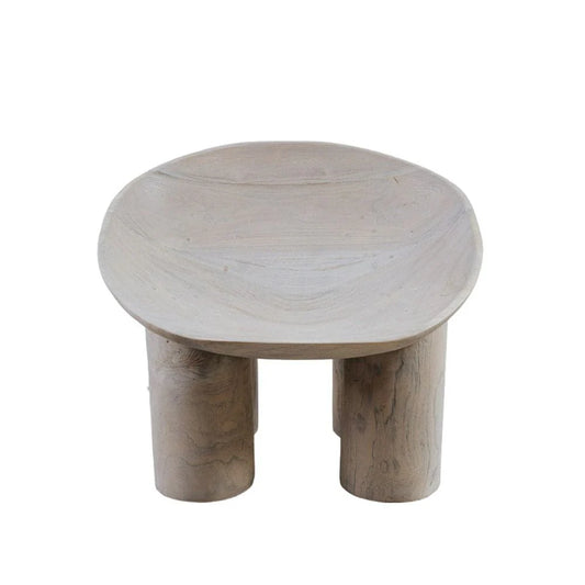 Bleached White Solid Teak Ottoman