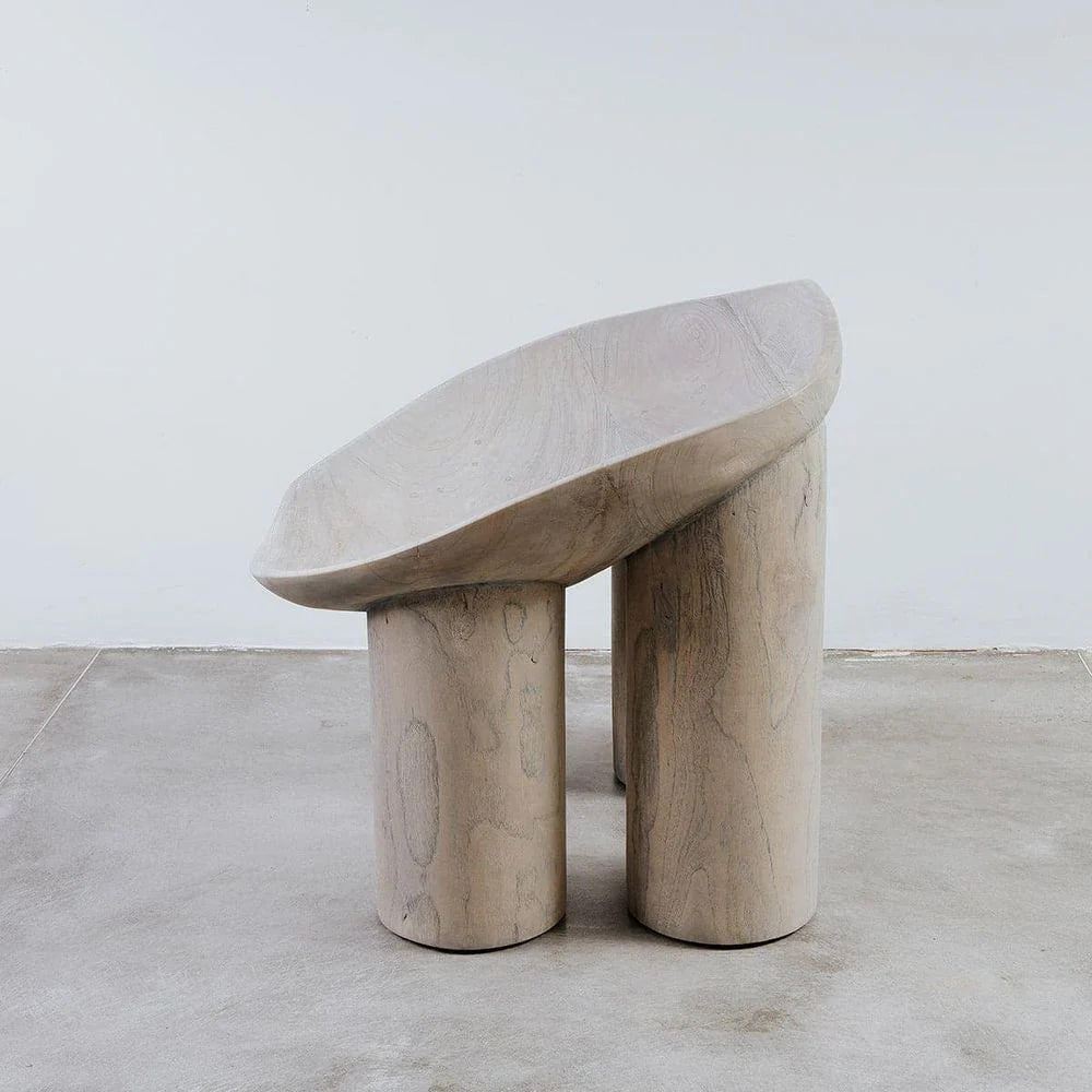 Bleached White Solid Teak Ottoman