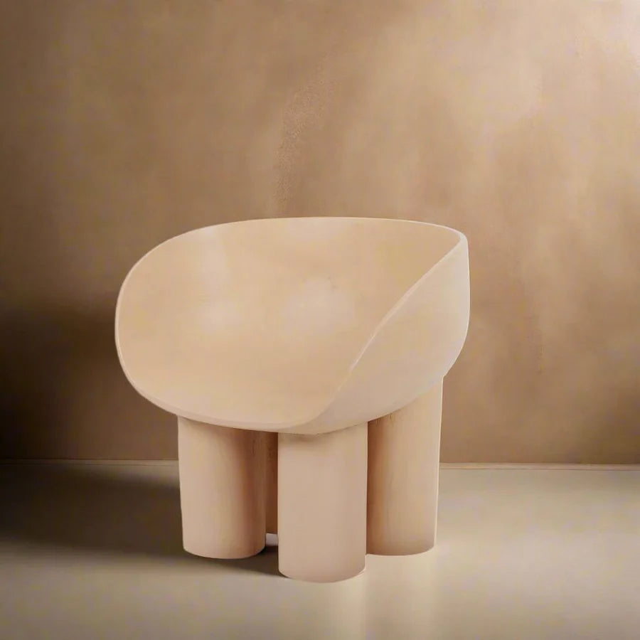 Ivory Solid Teak Lounge Chair