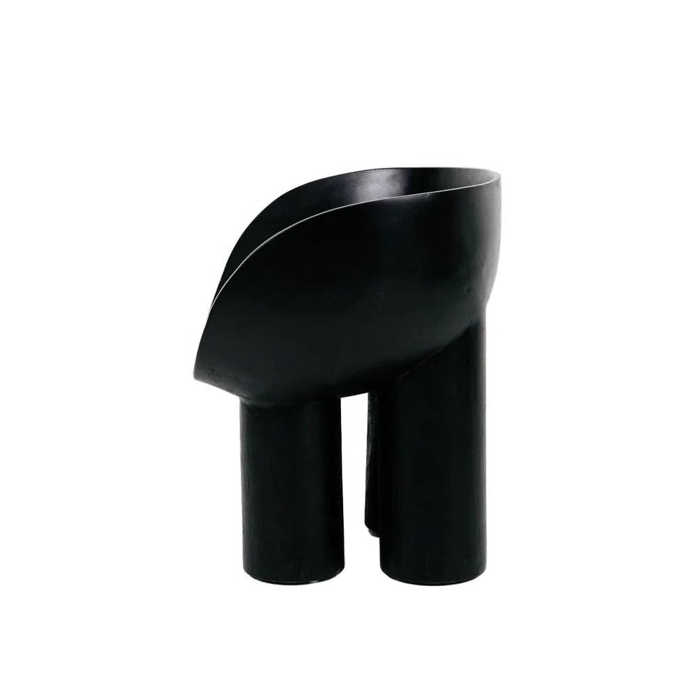 Matte Black Solid Teak Lounge Chair
