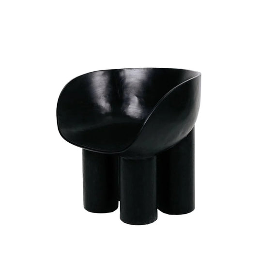 Matte Black Solid Teak Lounge Chair