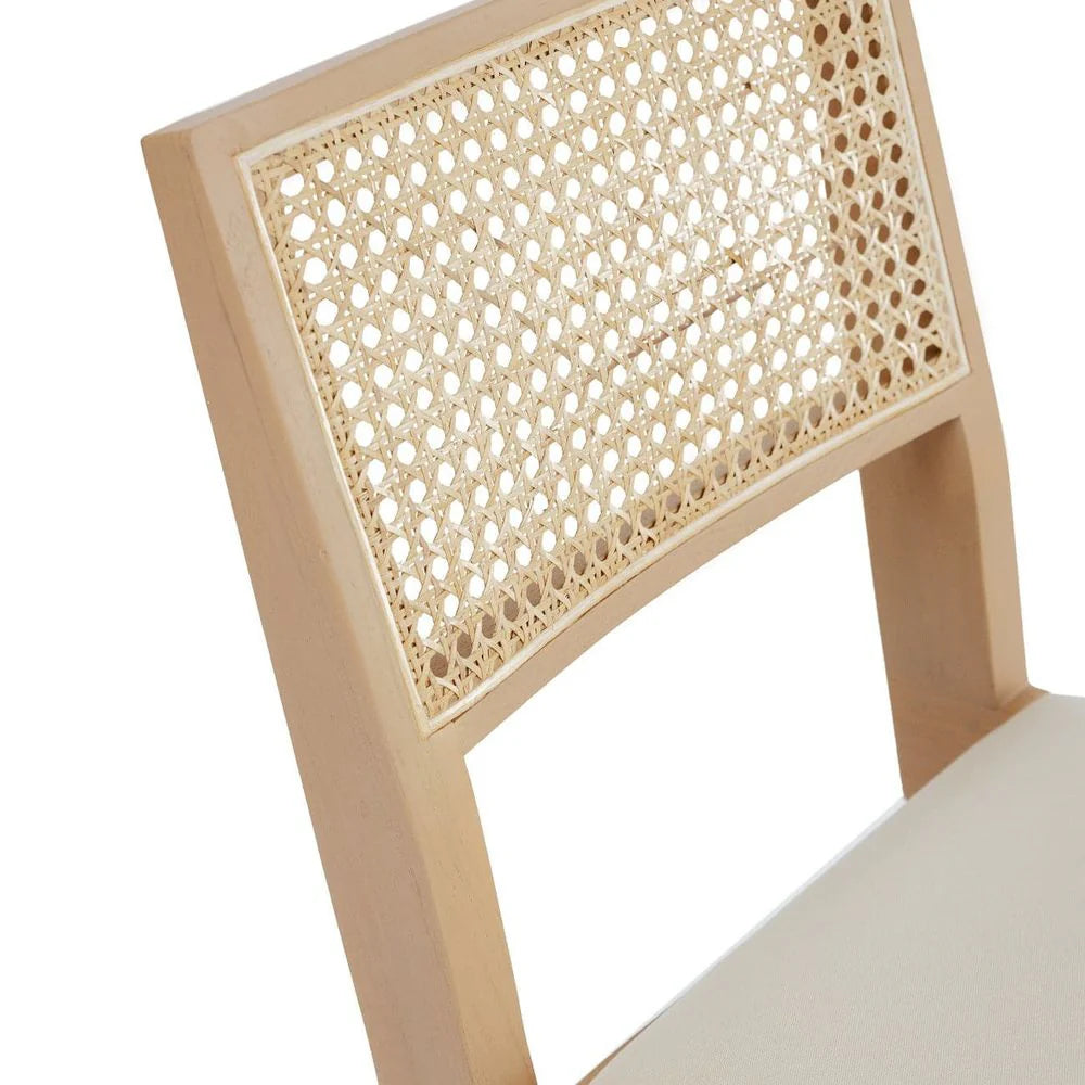 Teak and Rattan Dining Chair in Ivory and Natural – FL1338