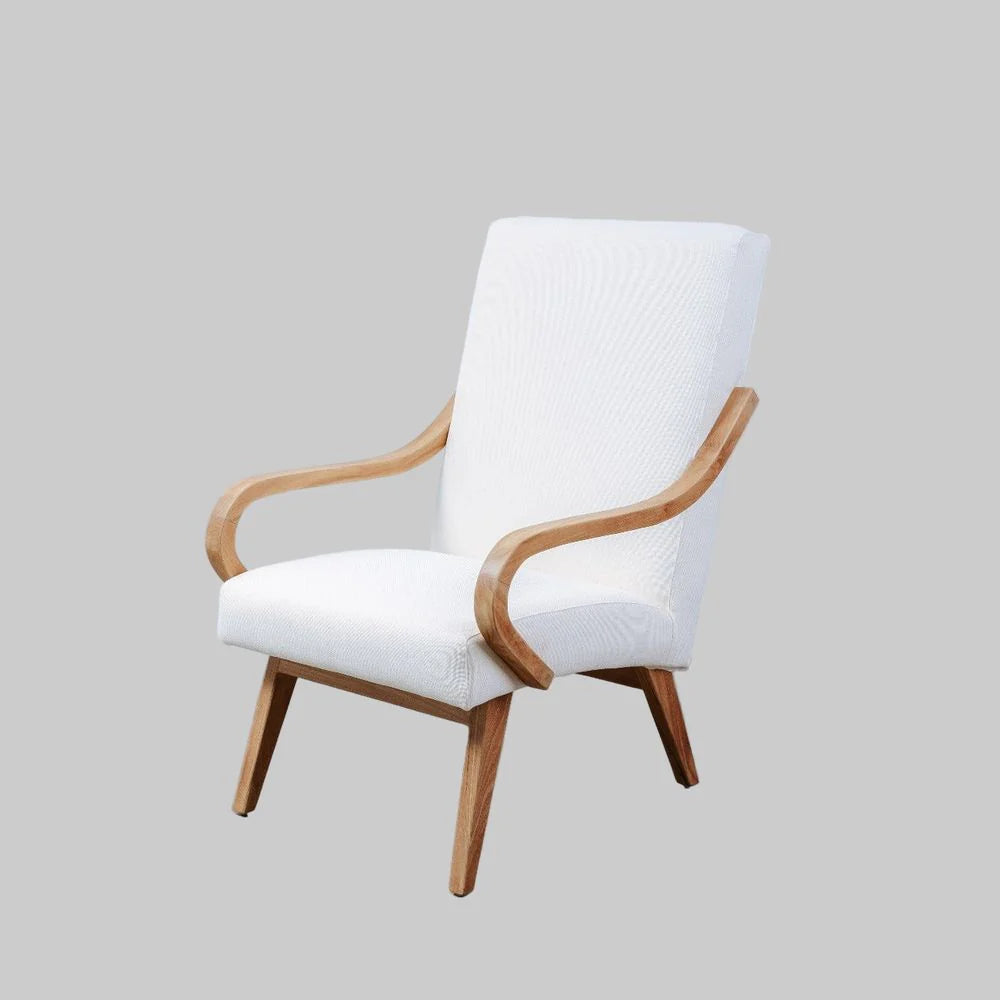 Beige Teak and Fabric Lounge Chair – FL1348BGE