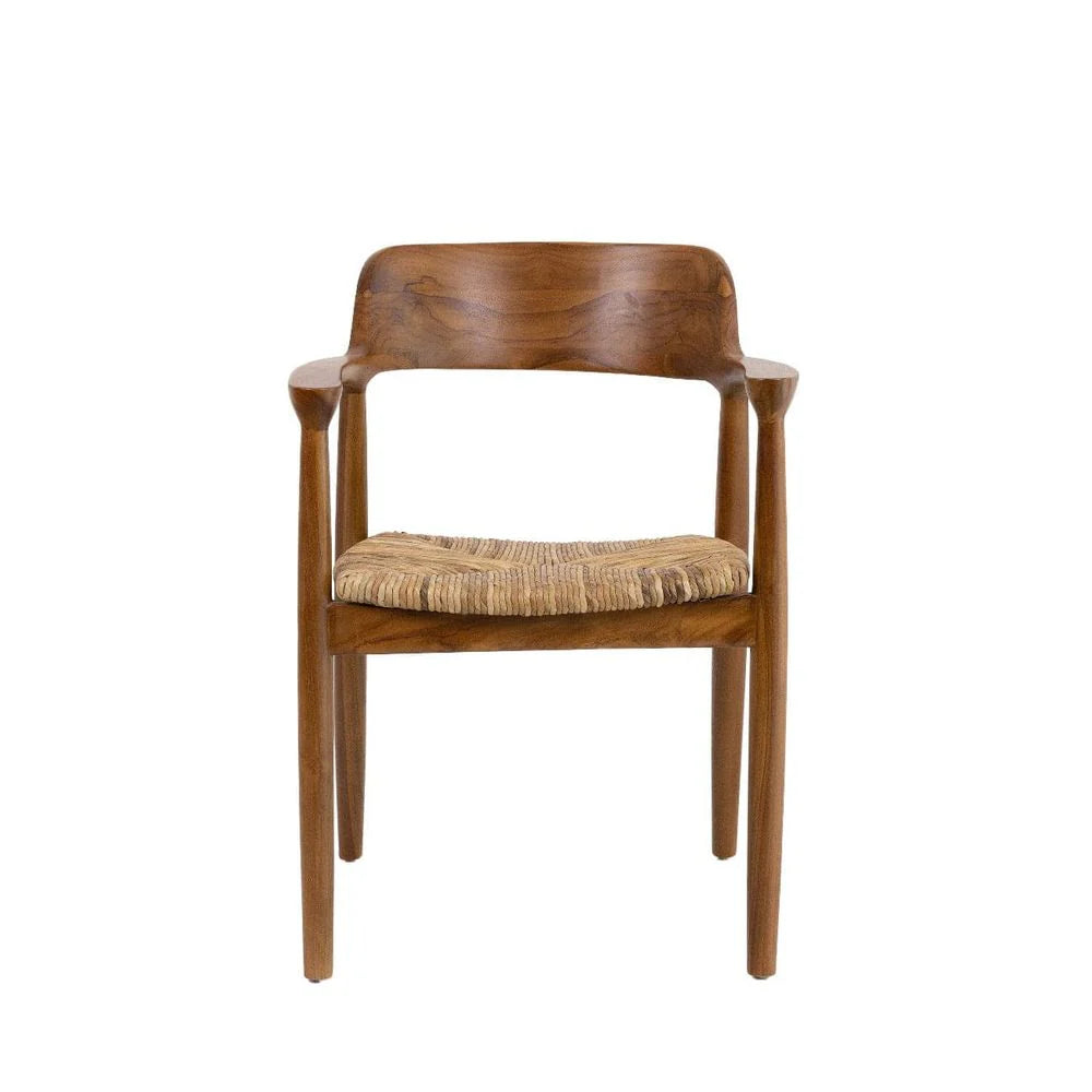 Teak Dining Chair in Ivory and Natural