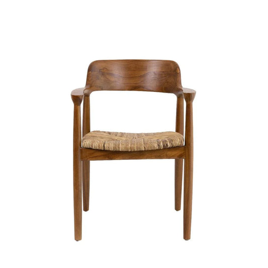 Teak Dining Chair in Ivory and Natural