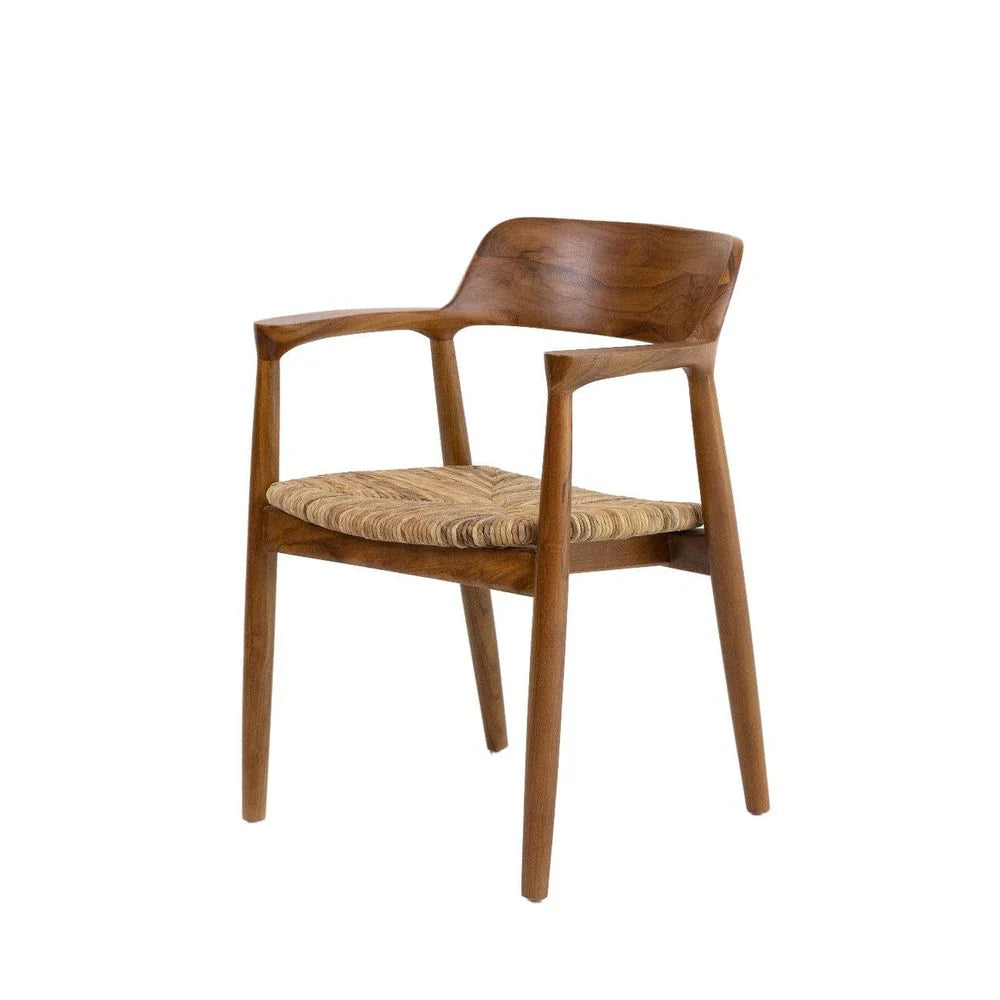 Teak Dining Chair in Ivory and Natural
