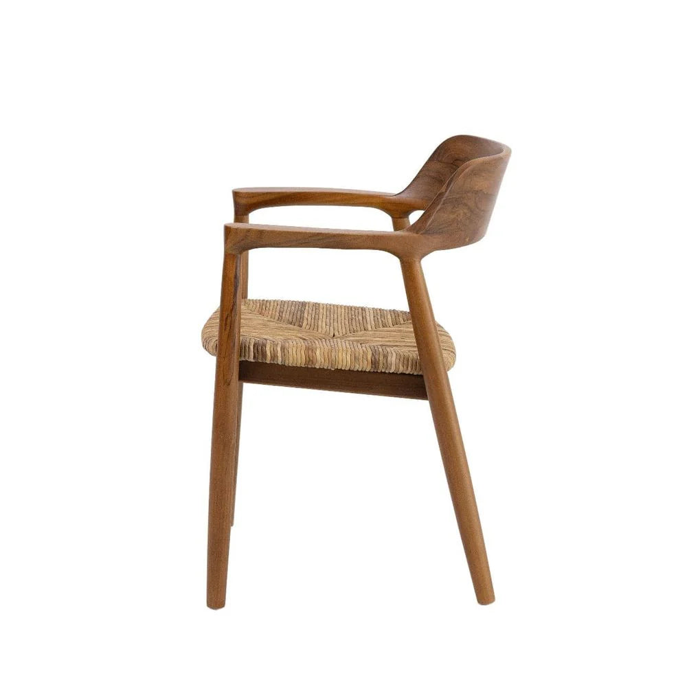 Teak Dining Chair in Ivory and Natural