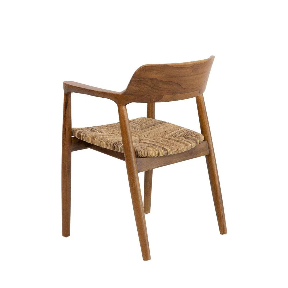 Teak Dining Chair in Ivory and Natural