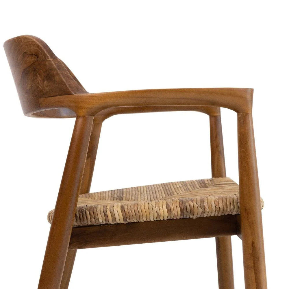 Teak Dining Chair in Ivory and Natural