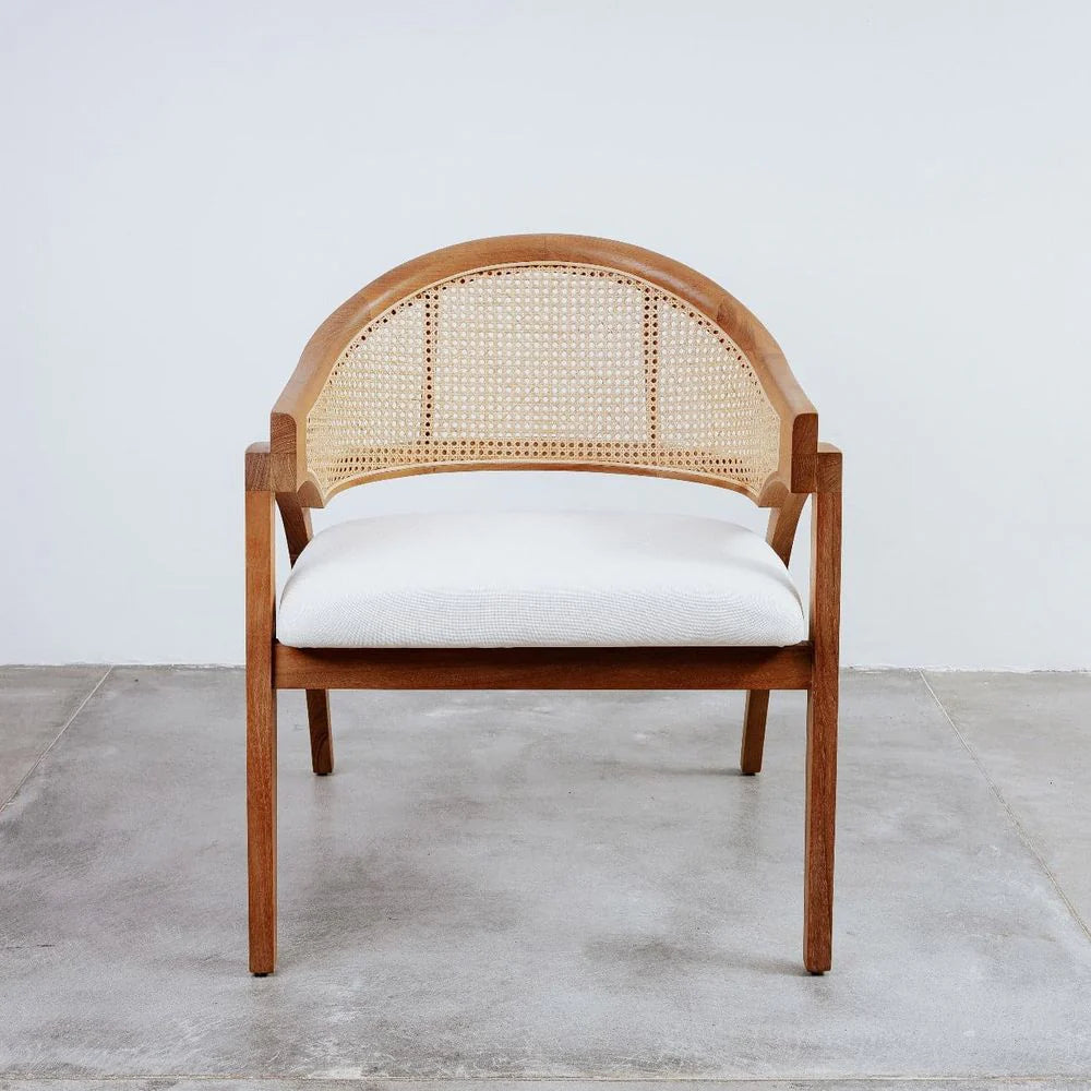Teak and Rattan Dining Chair in Natural and Ivory