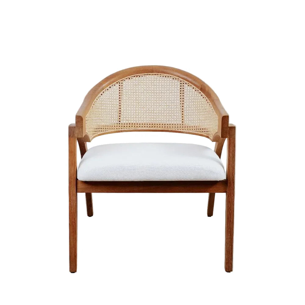 Teak and Rattan Dining Chair in Natural and Ivory