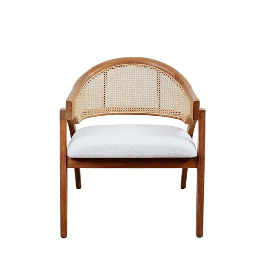 Teak and Rattan Dining Chair in Natural and Ivory