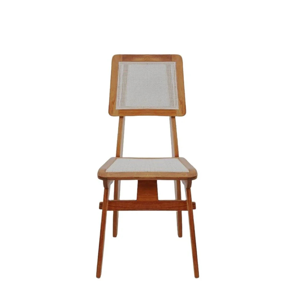 Solid Teak and Rattan Dining Chair