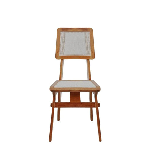 Solid Teak and Rattan Dining Chair