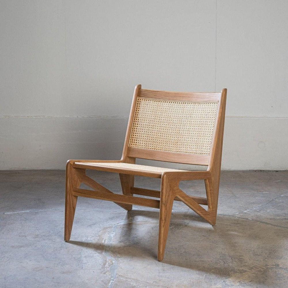 Natural Teak and Rattan Chair