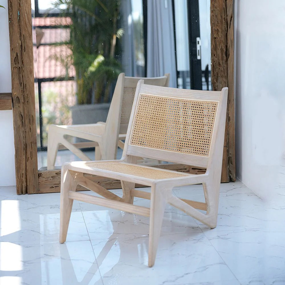 Natural Oak and Rattan Chair
