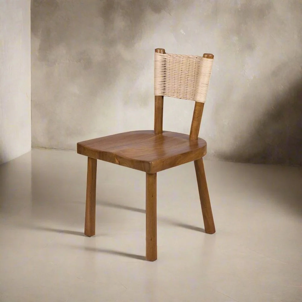 Natural Acacia and Rattan Dining Chair