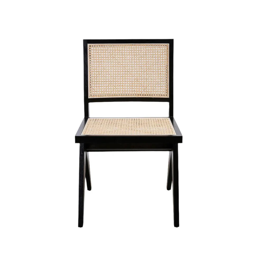 Black Mahogany and Rattan Dining Chair