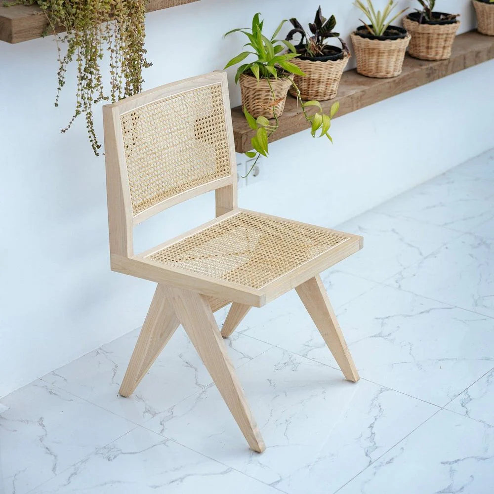 Natural Oak and Rattan Dining Chair