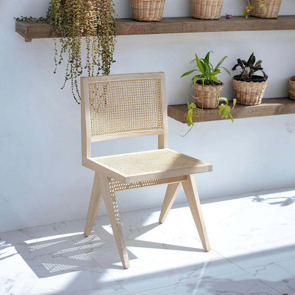 Natural Oak and Rattan Dining Chair