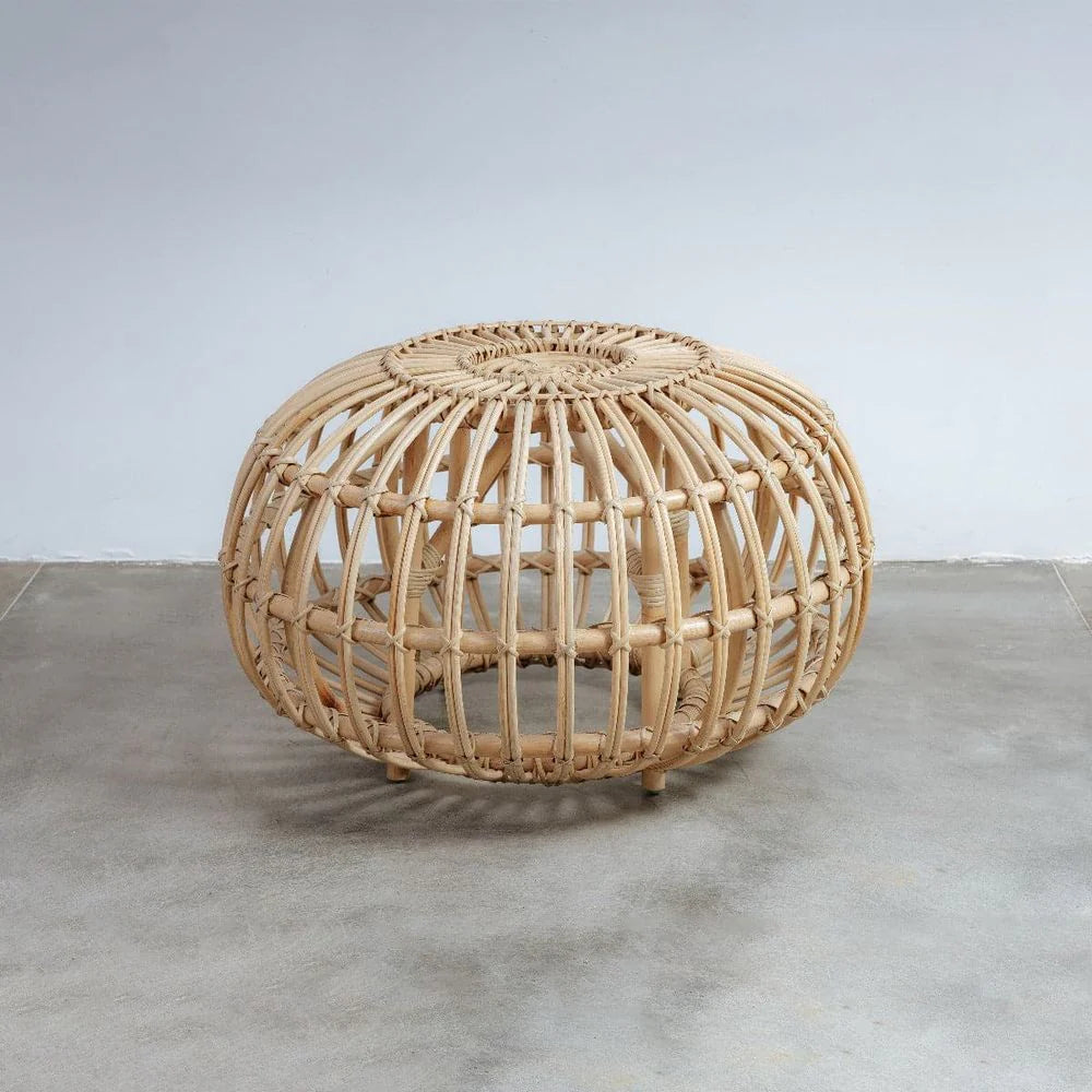 Natural Rattan Ottoman