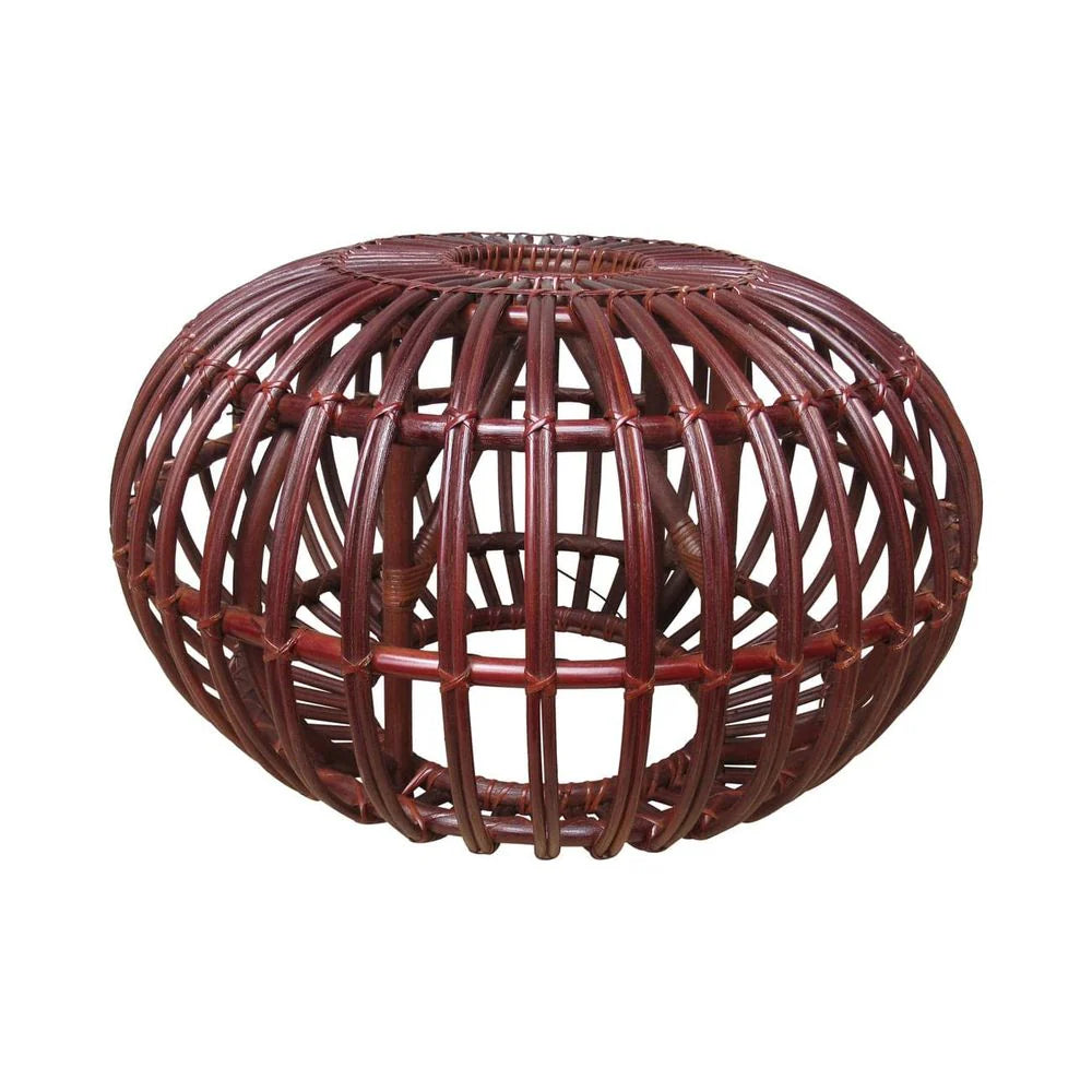 Brown Rattan Ottoman