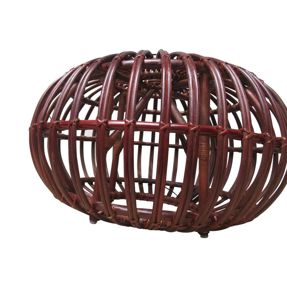 Brown Rattan Ottoman
