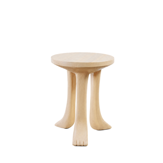 Ivory Laminated Teak Side Table, 22.5-Inch