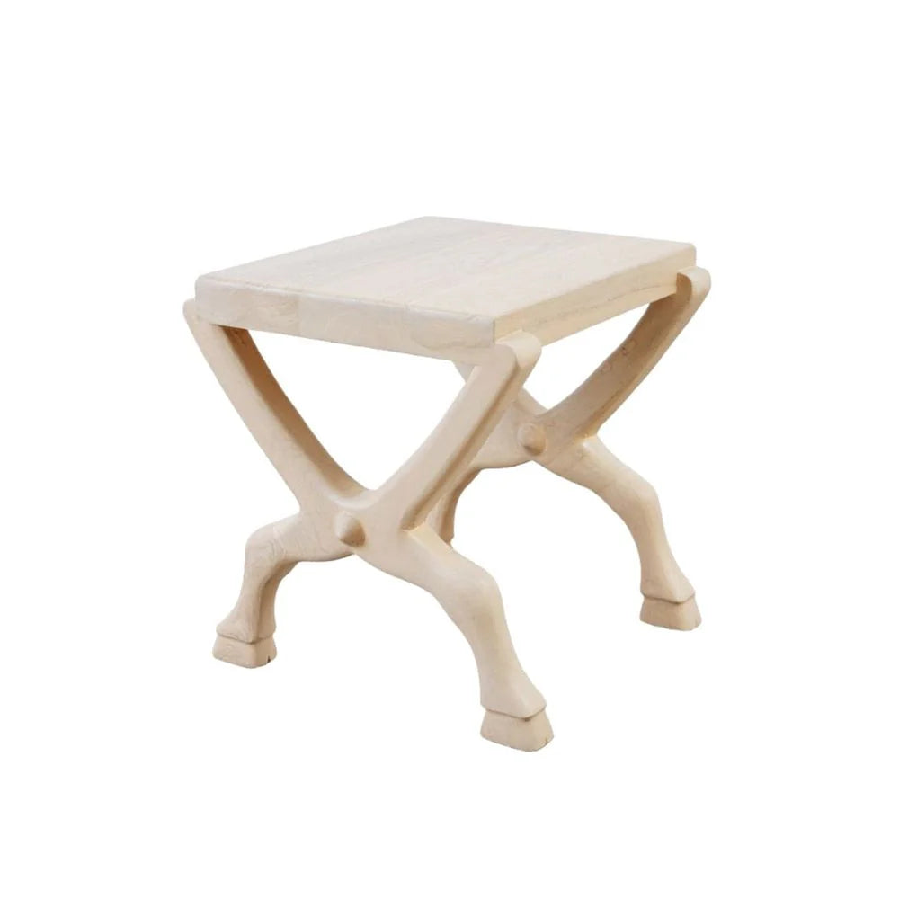 Ivory Laminated Teak Side Table, 20-Inch