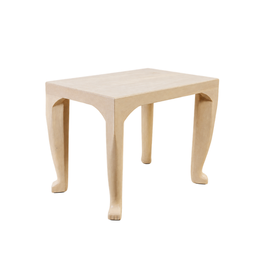 Ivory Laminated Teak Side Table, 30-Inch