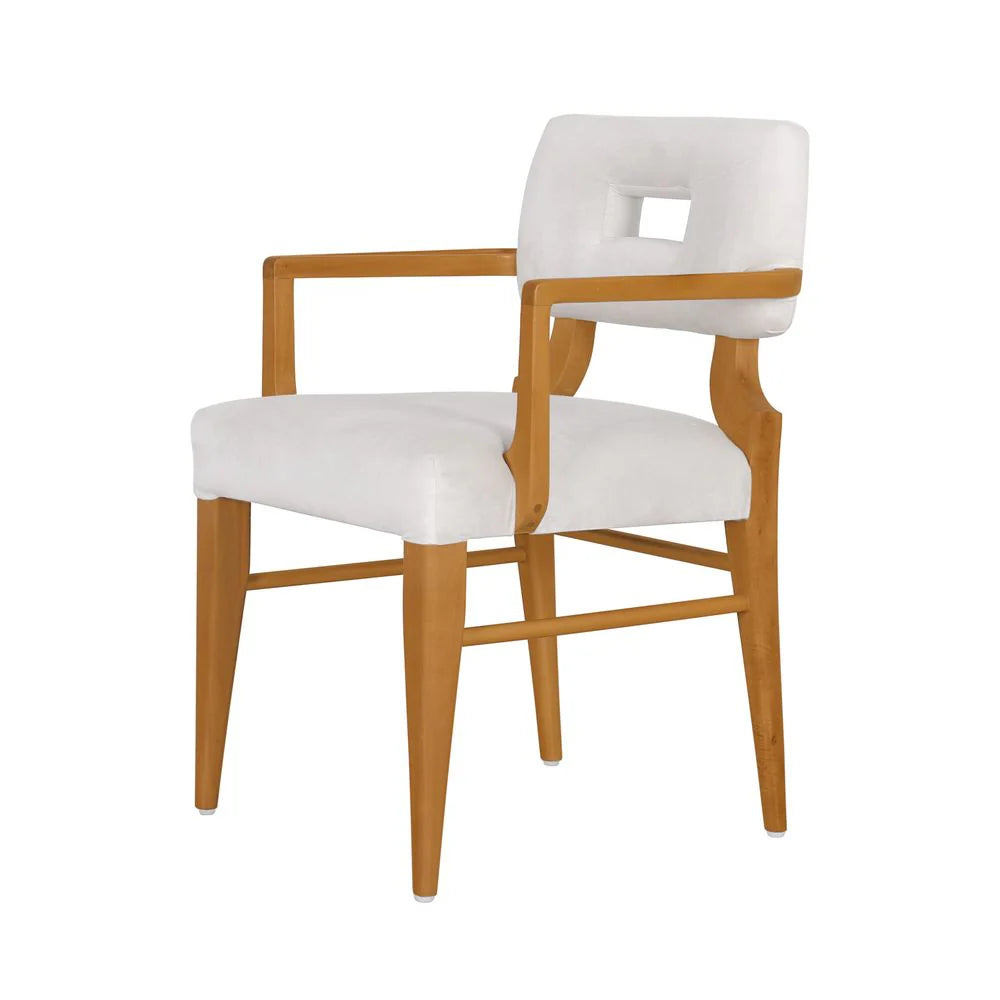 Acacia and Velvet Dining Chair in Natural and Beige – FL2401NTRL