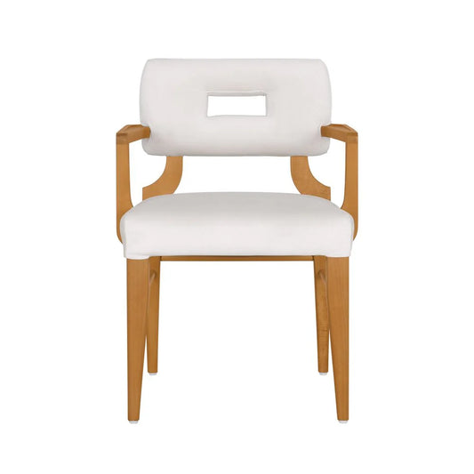 Acacia and Velvet Dining Chair in Natural and Beige – FL2401NTRL