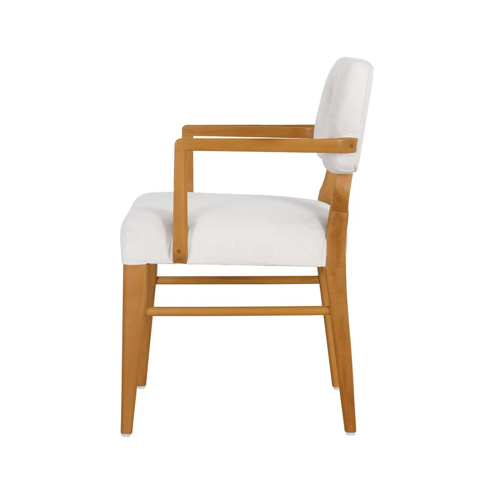Acacia and Velvet Dining Chair in Natural and Beige – FL2401NTRL