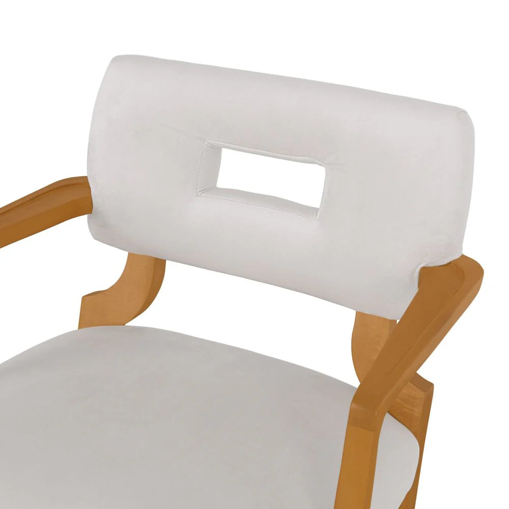 Acacia and Velvet Dining Chair in Natural and Beige – FL2401NTRL