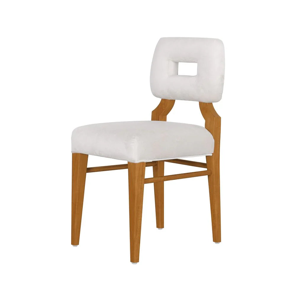 Acacia and Velvet Dining Side Chair in Natural and Beige – FL2402NTRL