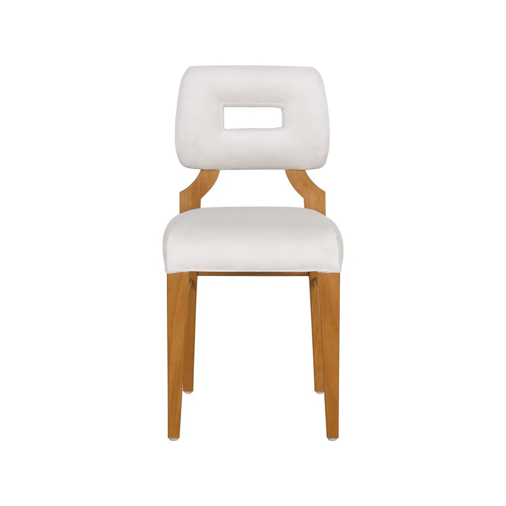 Acacia and Velvet Dining Side Chair in Natural and Beige – FL2402NTRL