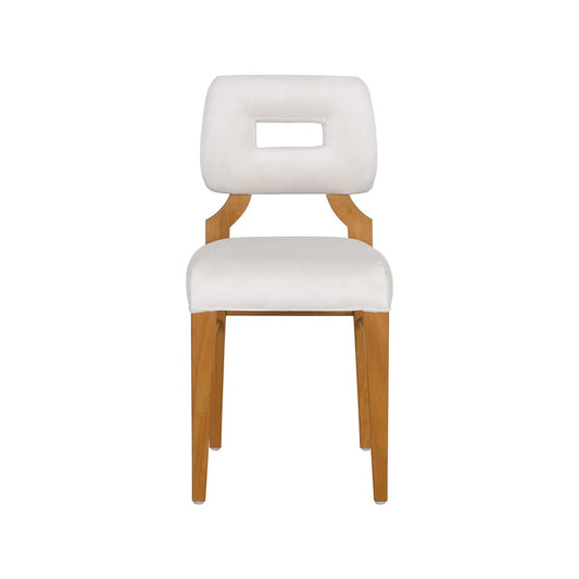 Acacia and Velvet Dining Side Chair in Natural and Beige – FL2402NTRL