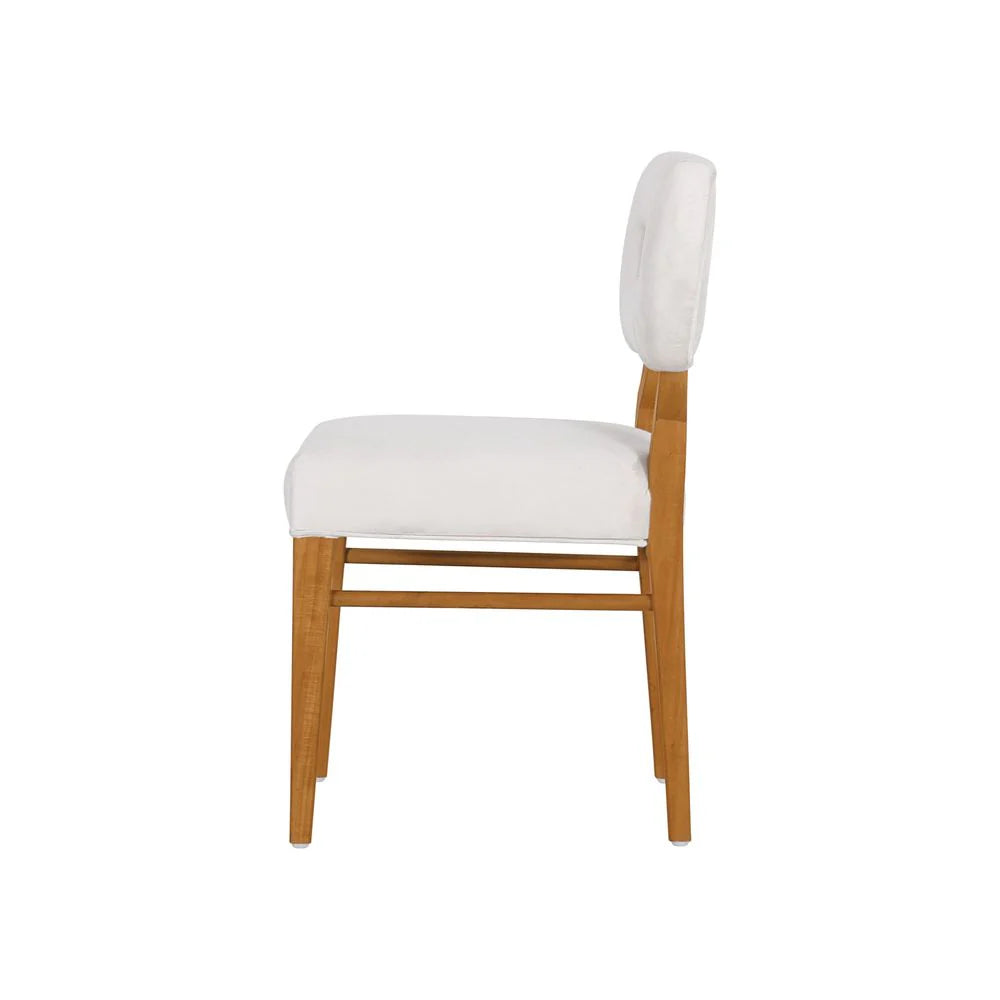 Acacia and Velvet Dining Side Chair in Natural and Beige – FL2402NTRL