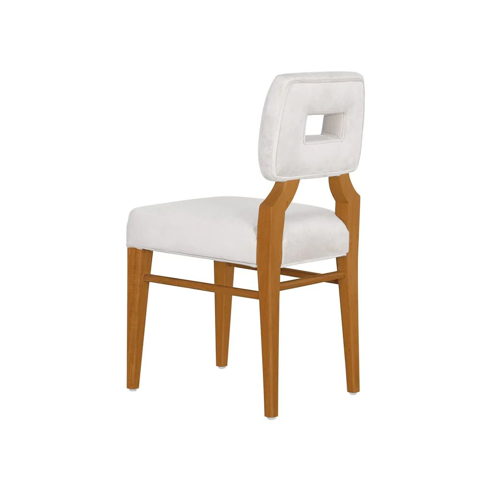 Acacia and Velvet Dining Side Chair in Natural and Beige – FL2402NTRL