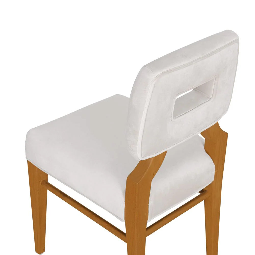 Acacia and Velvet Dining Side Chair in Natural and Beige – FL2402NTRL