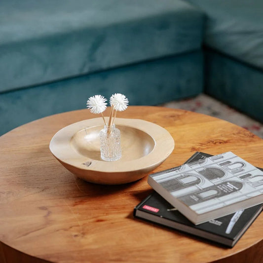 Off-White Teak Small Bowl