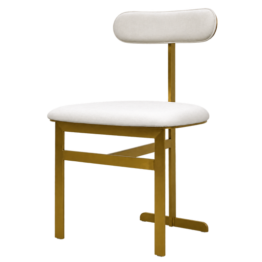 Stainless Steel and Velvet Dining Chair in Beige and Gold-Tone