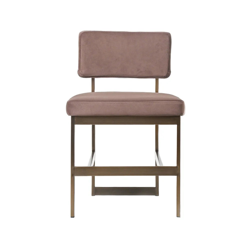 Stainless Steel and Velvet Dining Chair in Brown and Bronze-Tone